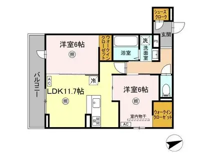 ヴェルシオール リアン(2LDK/3階)の間取り写真
