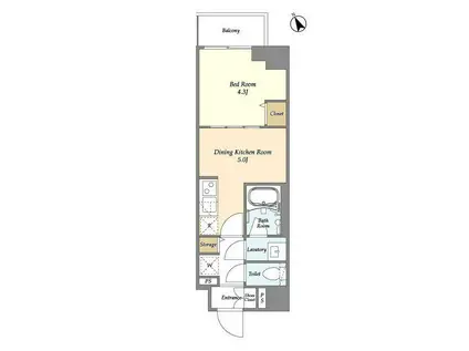 グランカーサ江戸川橋(1DK/7階)の間取り写真