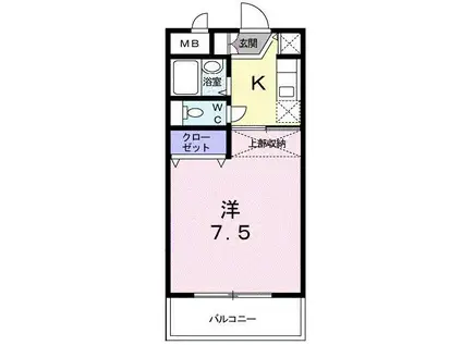 エクセレント由布(1K/4階)の間取り写真