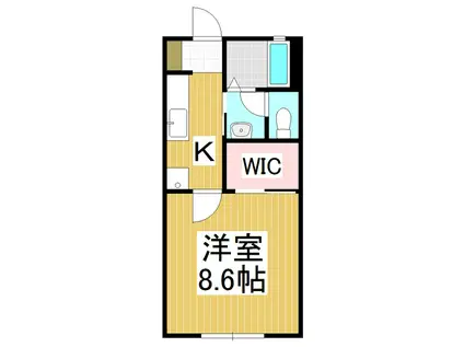 シティークレストII B棟(1K/2階)の間取り写真