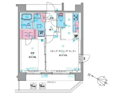 ジェノヴィア南千住VIスカイガーデン(1LDK/6階)の間取り写真