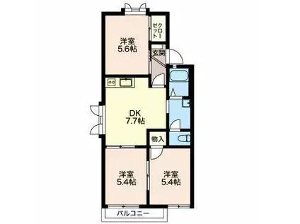 JR東海道本線 西岐阜駅 徒歩33分 2階建 築33年(3DK/2階)の間取り写真