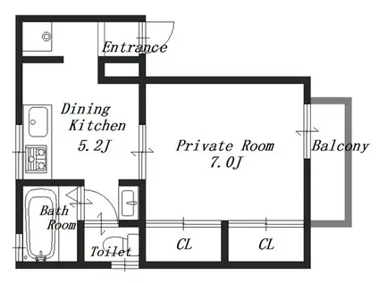 ハイツ武蔵C(1DK/1階)の間取り写真