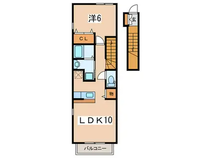 サンロードII(1LDK/2階)の間取り写真