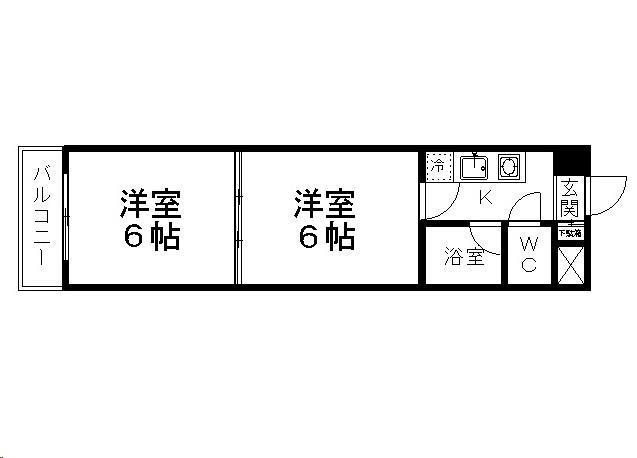 バリュー大和町(2K/8階)の間取り写真