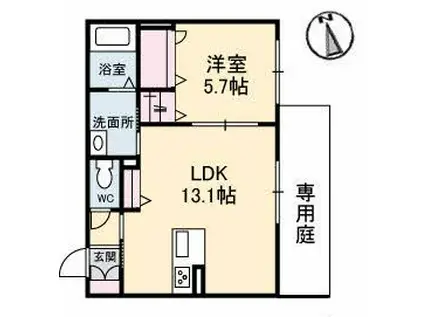 フェデリオ曙(1LDK/1階)の間取り写真