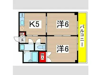 レジデンスイクマ(2K/2階)の間取り写真