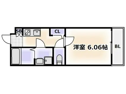CALM VILLEGE 東田辺(1K/3階)の間取り写真