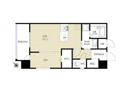 RSレジデンス美野島(1LDK/10階)の間取り写真