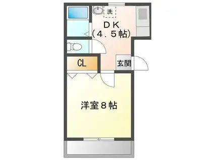 ハイツもみの木A(1DK/1階)の間取り写真