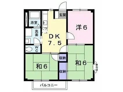 カームSTI(3DK/2階)の間取り写真