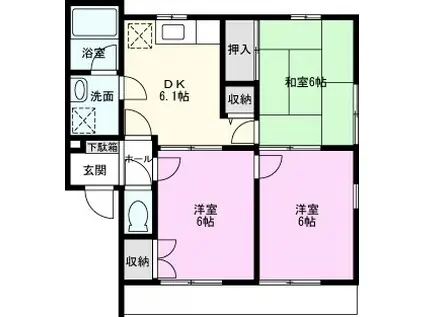 加藤AP B棟(3DK/1階)の間取り写真