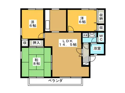 ベル・ヴィラージュA(3LDK/1階)の間取り写真