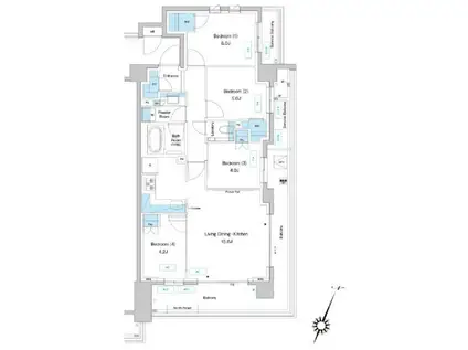 プレディアコート鷺沼(4LDK/4階)の間取り写真