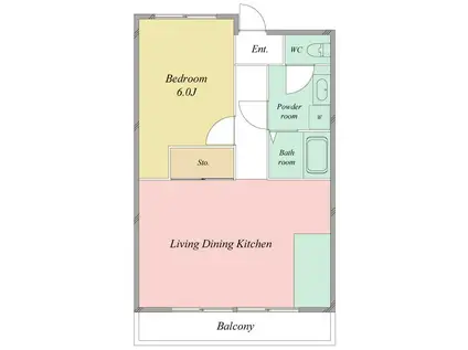 Uコート(1DK/1階)の間取り写真