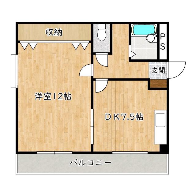 大津池第二マンション(1DK/1階)の間取り写真