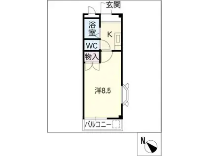 ジュネス龍美(1K/1階)の間取り写真