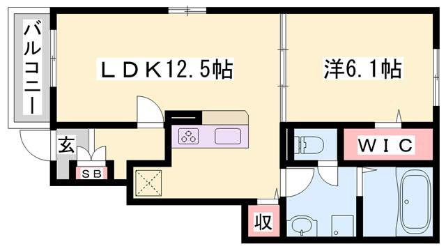 カミーノクラントーノ ウーノ(1LDK/1階)の間取り写真