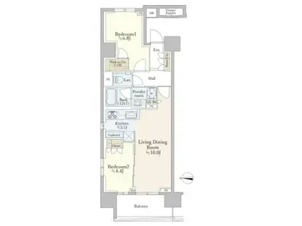 ザ・パークハウスアーバンス渋谷(2LDK/4階)の間取り写真