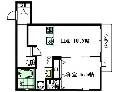 PALM SPLINGS三鷹(1LDK/1階)の間取り写真