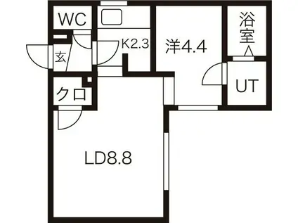 エスパスルージュ(1LDK/2階)の間取り写真