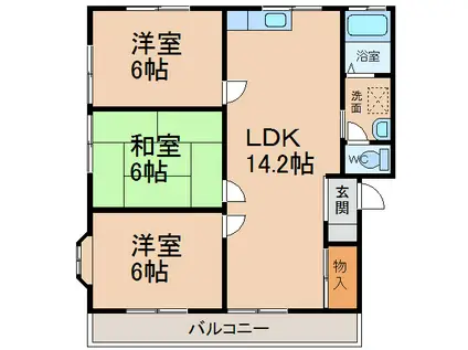コーポアゼリア(3LDK/2階)の間取り写真