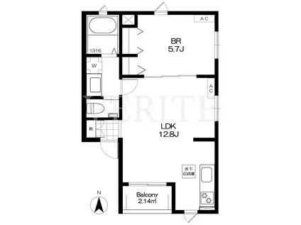 COCOON(1LDK/1階)の間取り写真