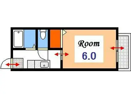 アンダンテ田中B(1K/1階)の間取り写真