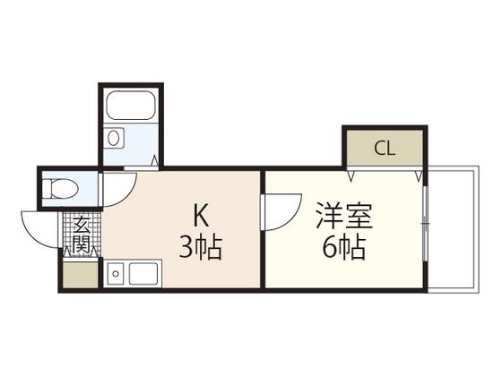タウン己斐西(1K/2階)の間取り写真