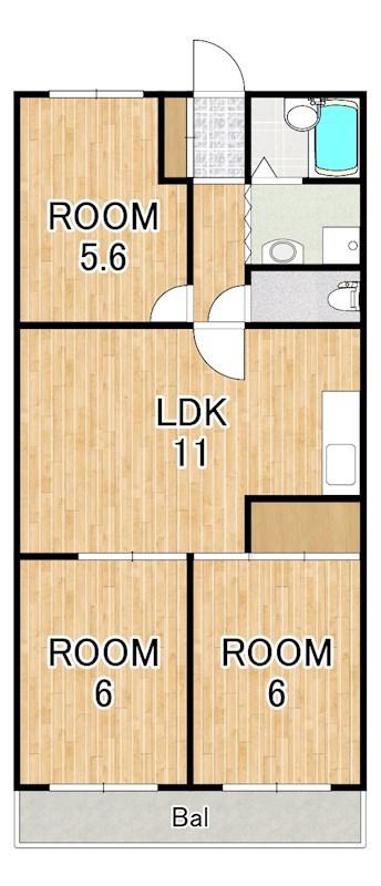 グランヴィアSJ(3LDK/3階)の間取り写真