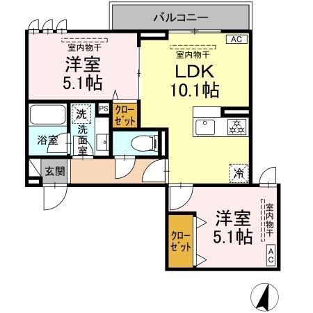 リートゥス湘南辻堂(2LDK/3階)の間取り写真