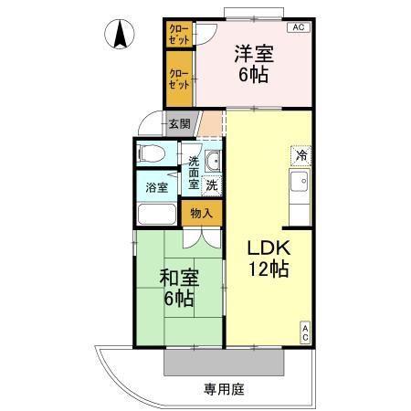 フレンドリー91C棟(2LDK/1階)の間取り写真