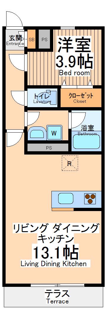 リブリモンタナ2(1LDK/1階)の間取り写真