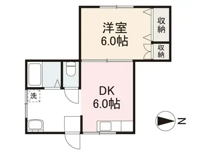 栄光マンション(1DK/2階)の間取り写真