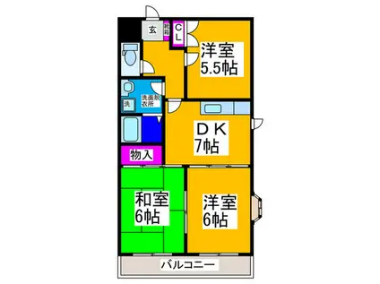 フレールなかもず(3DK/1階)の間取り写真