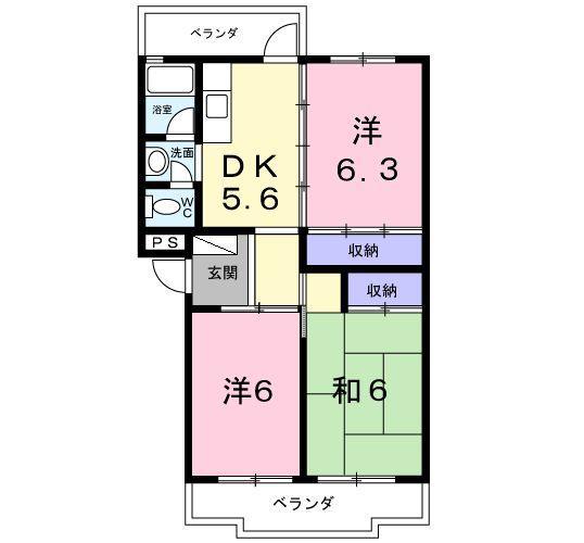 第一コーポ学苑(3DK/3階)の間取り写真
