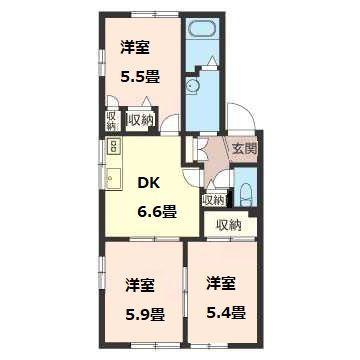 WIN湘南 A(3DK/1階)の間取り写真