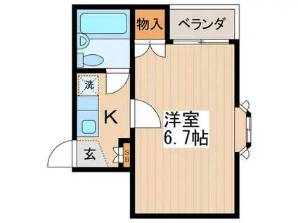 パレス国分寺(1K/2階)の間取り写真