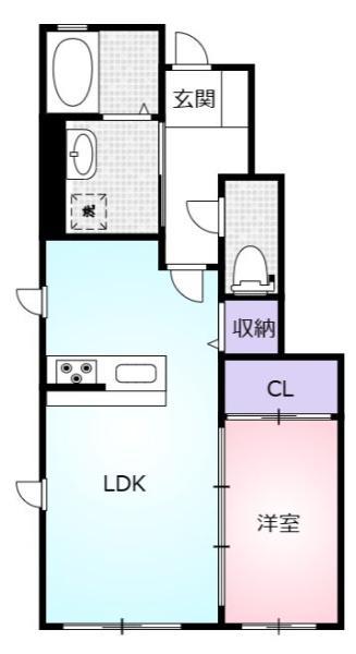 RIO平松(1LDK/1階)の間取り写真