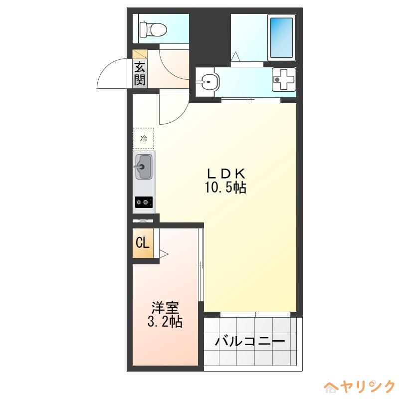 JACK KIRIHATAI(1LDK/3階)の間取り写真