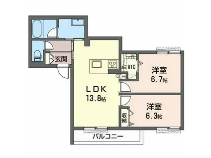 エスポワール デ M(2LDK/2階)の間取り写真