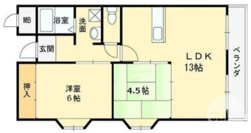 メゾンツインウィン二番館(2LDK/3階)の間取り写真