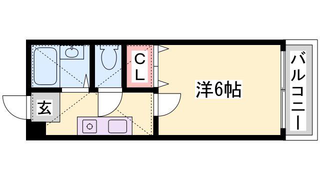 プラム書写(1K/2階)の間取り写真