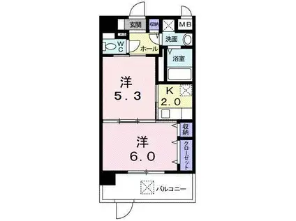 グラン・カメリアII(2K/1階)の間取り写真