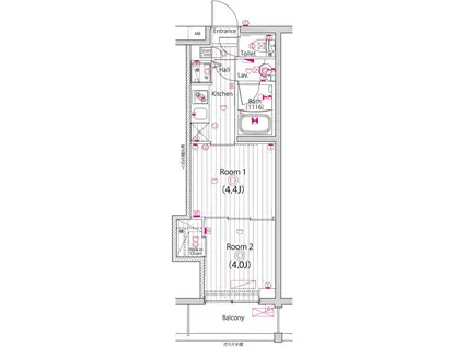 ガーラ元住吉グランドステージ(2K/2階)の間取り写真