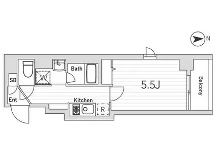 GRANDUO世田谷VIII(1K/5階)の間取り写真