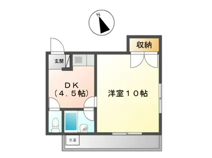 マンションほうれん草(1DK/1階)の間取り写真