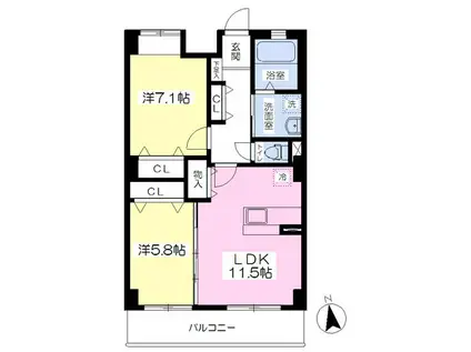 GLACE HILLSII(2LDK/6階)の間取り写真
