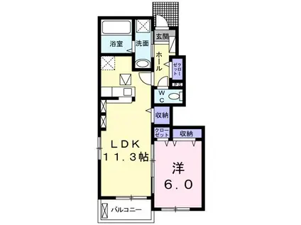 福井の里III(1LDK/1階)の間取り写真