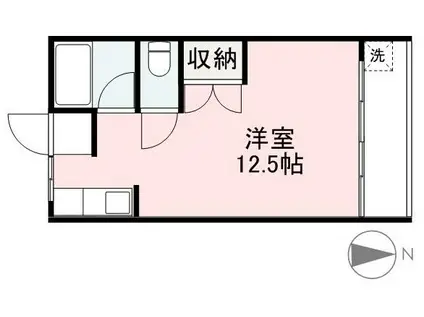 ヴィラ・アンソレイエ浜ノ町(1K/3階)の間取り写真